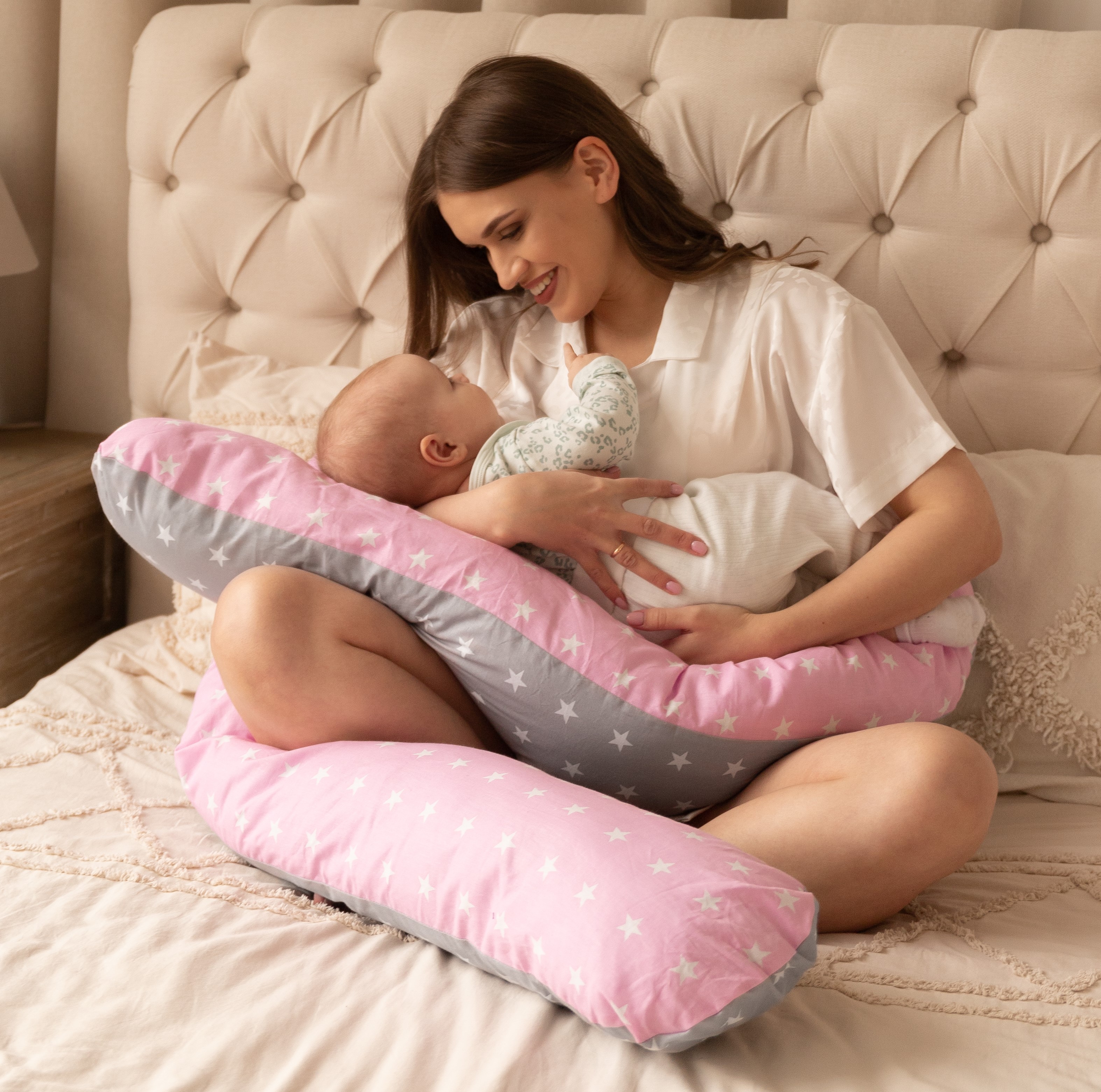 Подушка для беременных CHB-Shop длинная для сна и кормящих U 340 Розовая ergofeed подушка для беременных и для кормления новорожденных wedge