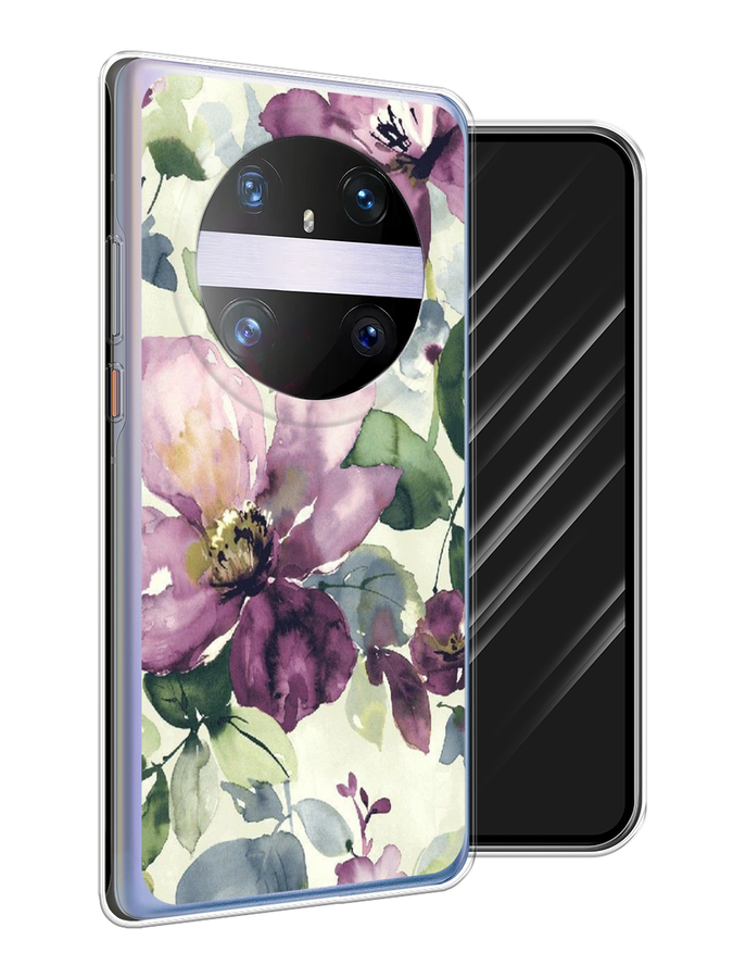 

Чехол Awog на Huawei Mate 60 Pro "Сиреневые цветы-акварель", Фиолетовый, 6122250-1