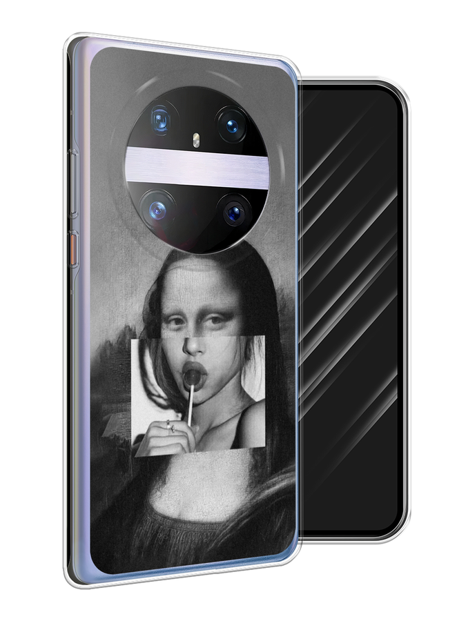 

Чехол Awog на Huawei Mate 60 Pro "Mona Lisa sucking lollipop", Серый, 6122250-1