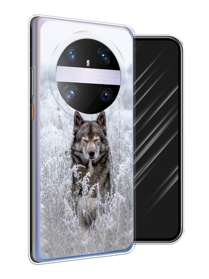 

Чехол Awog на Huawei Mate 60 Pro "Волк в поле", Белый;черный, 6122250-1