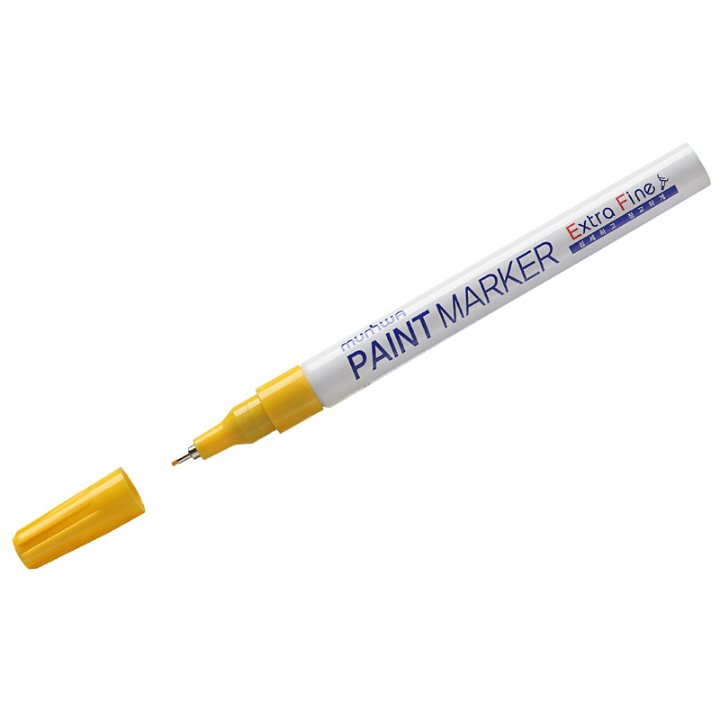 

Маркер-краска MunHwa Extra Fine Paint Marker желтая, 1 мм, нитро-основа, Желтый