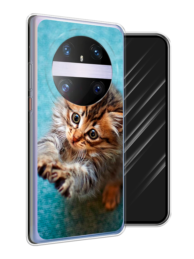 

Чехол Awog на Huawei Mate 60 Pro "Котенок просит есть", Бирюзовый;коричневый;белый, 6122250-1