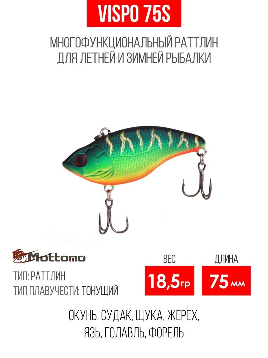 

Воблер Mottomo Vispo 75S 18,5g Ghost Tiger, Vispo