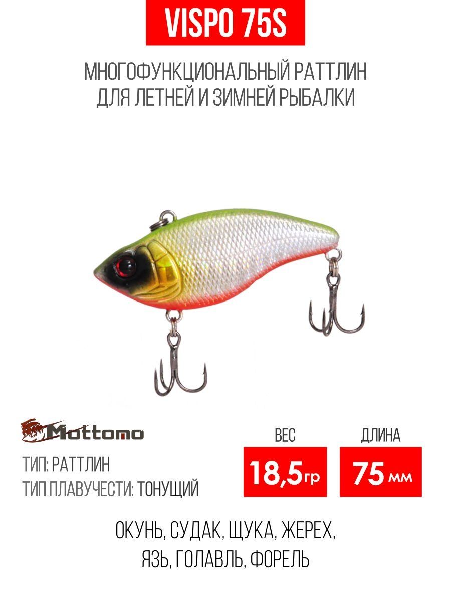 

Воблер Mottomo Vispo 75S 18,5g Mat Chart Holo, Vispo