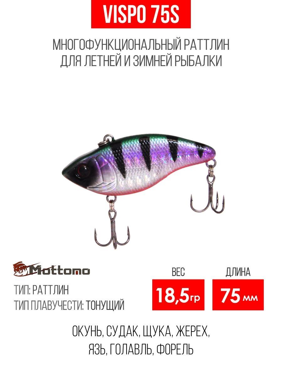 

Воблер Mottomo Vispo 75S 18,5g Green Ice Perch, Vispo