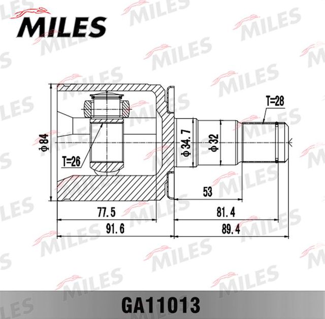 

MILES ШРУС внутренний левый MITSUBISHI Pajero II V14W-V55W 91-04 GA11013 1шт