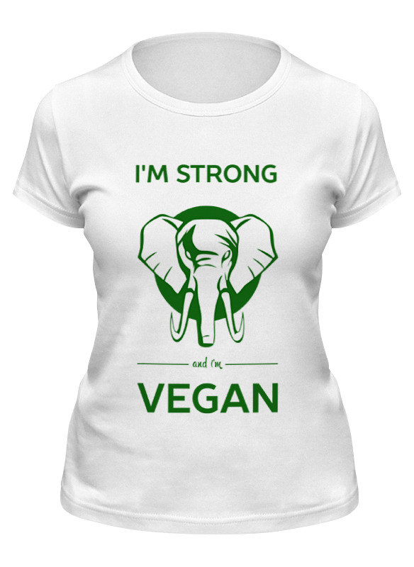 

Футболка женская Printio I'm strong & i'm vegan белая 2XL, Белый, I'm strong & i'm vegan