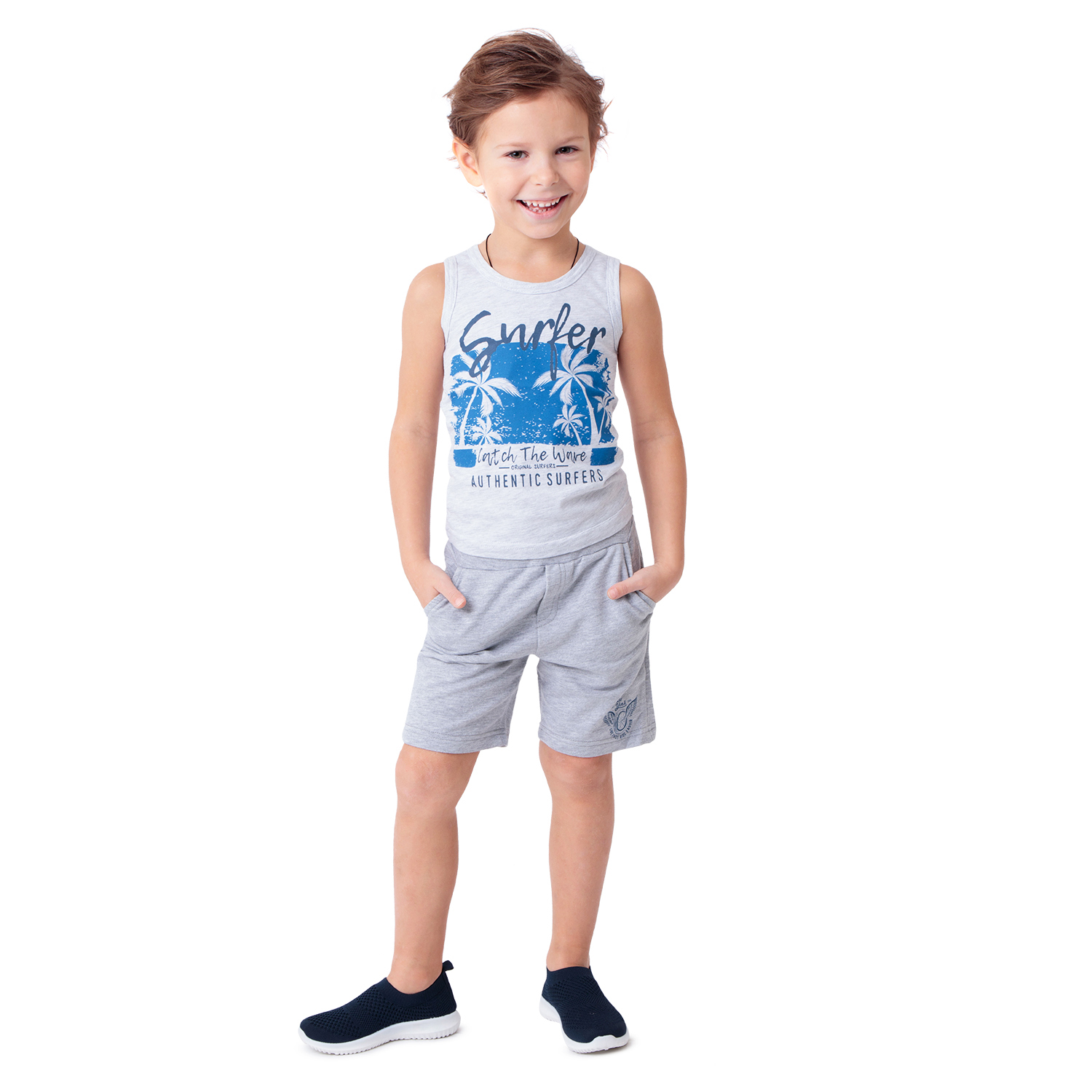 

Майка Leader Kids Лови волну серый р.122, GL001057340