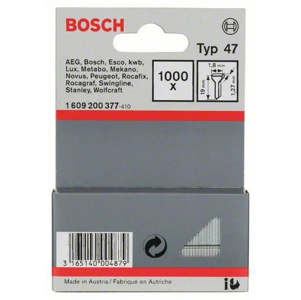 фото Гвозди bosch тип 47 (19мм) 1000шт (1609200377)