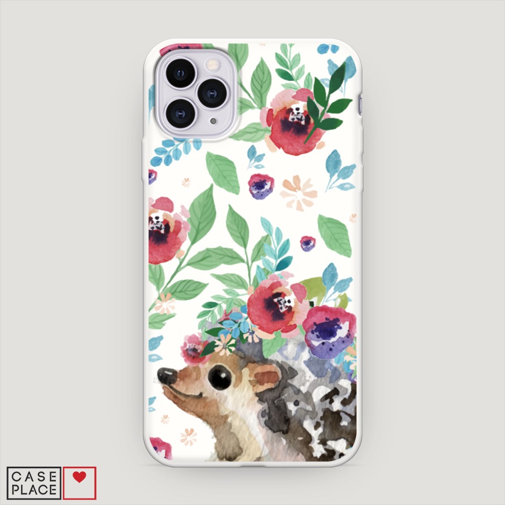 

Матовый силиконовый чехол "Ежик в цветах акварель" на Apple iPhone 11 Pro, 12357-1