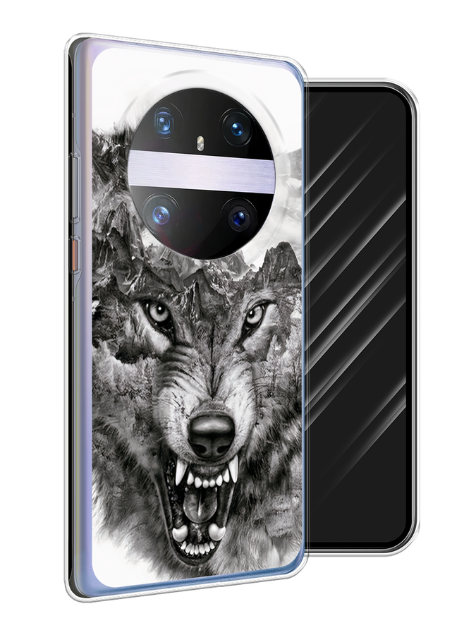 

Чехол Awog на Huawei Mate 60 Pro "Волк в горах", Серый;белый;бежевый, 6122250-1
