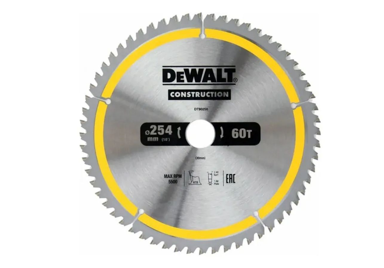 фото Диск пильный dewalt 254 x 2.4 x 30; 60 зуб. nobrand