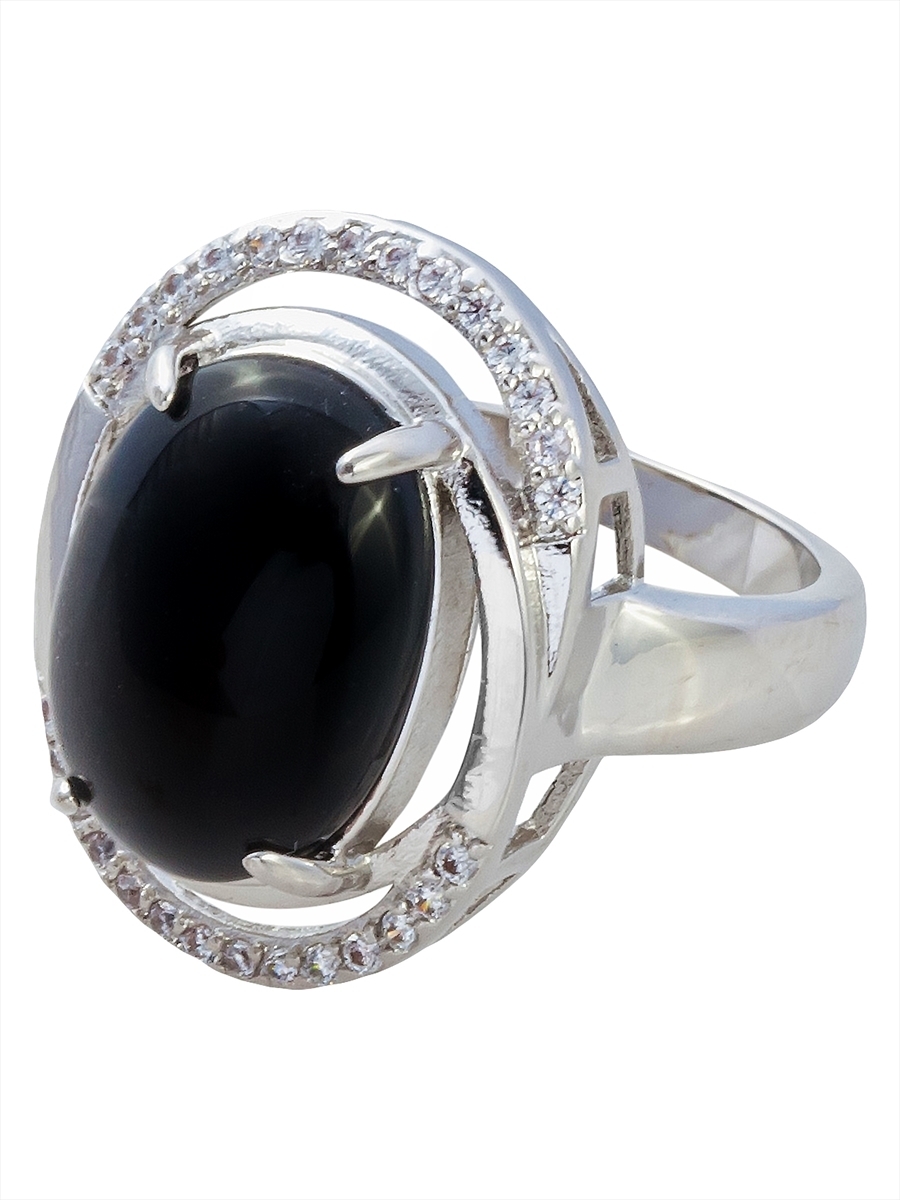 

Кольцо из бижутерного сплава р. 17 Lotus Jewelry RH3043R-22on, оникс/циркон, RH3043R-22on