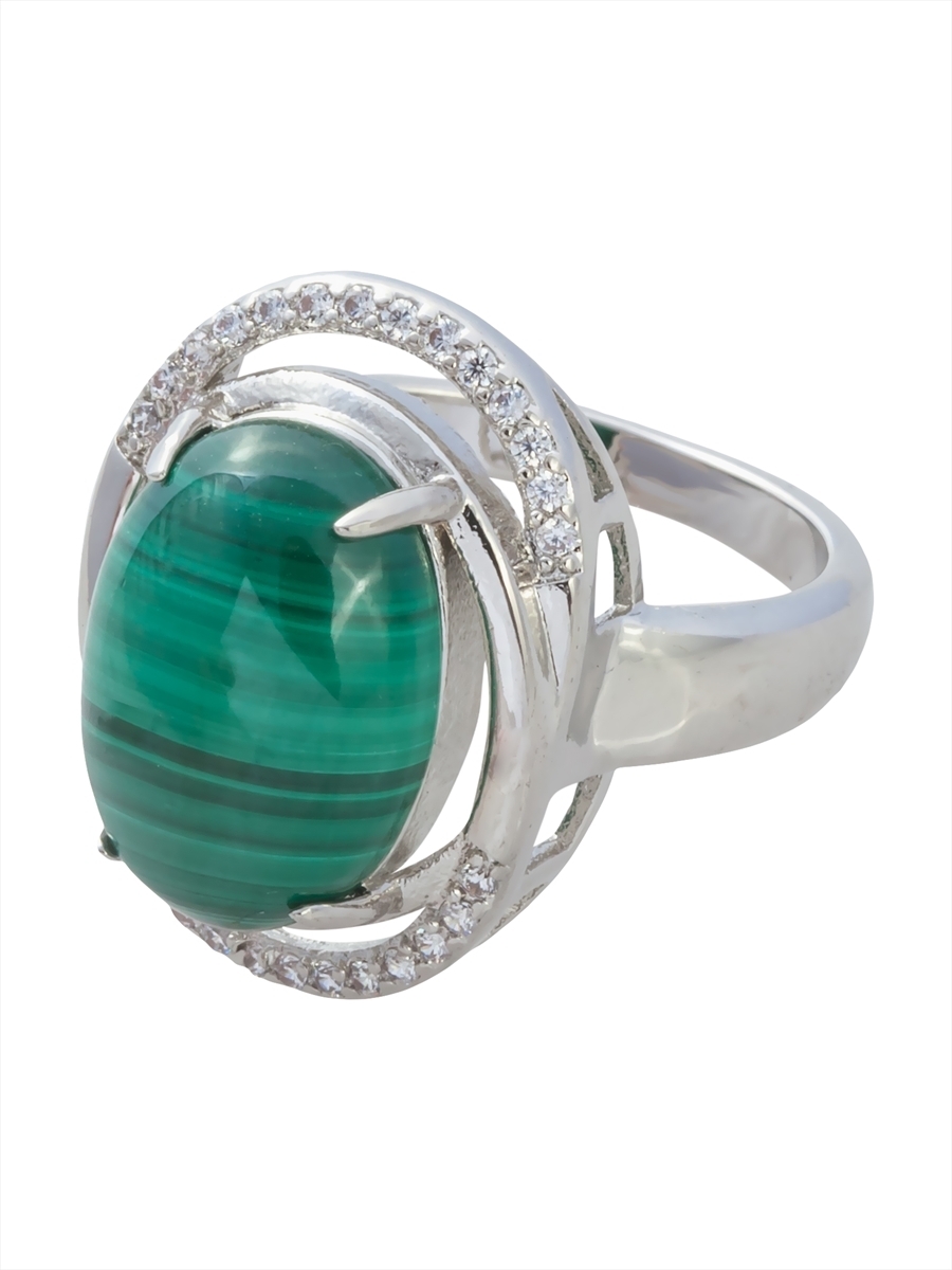 

Кольцо из бижутерного сплава р. 19 Lotus Jewelry RH3043R-22ml, малахит/циркон, RH3043R-22ml
