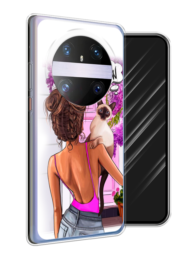 

Чехол Awog на Huawei Mate 60 Pro "Девушка с кошкой", Розовый;коричневый, 6122250-1