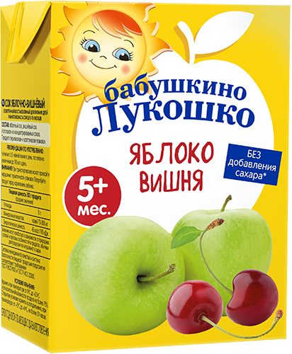 Сок Бабушкино Лукошко Яблоко-вишня осветленный с 5 мес 200 мл