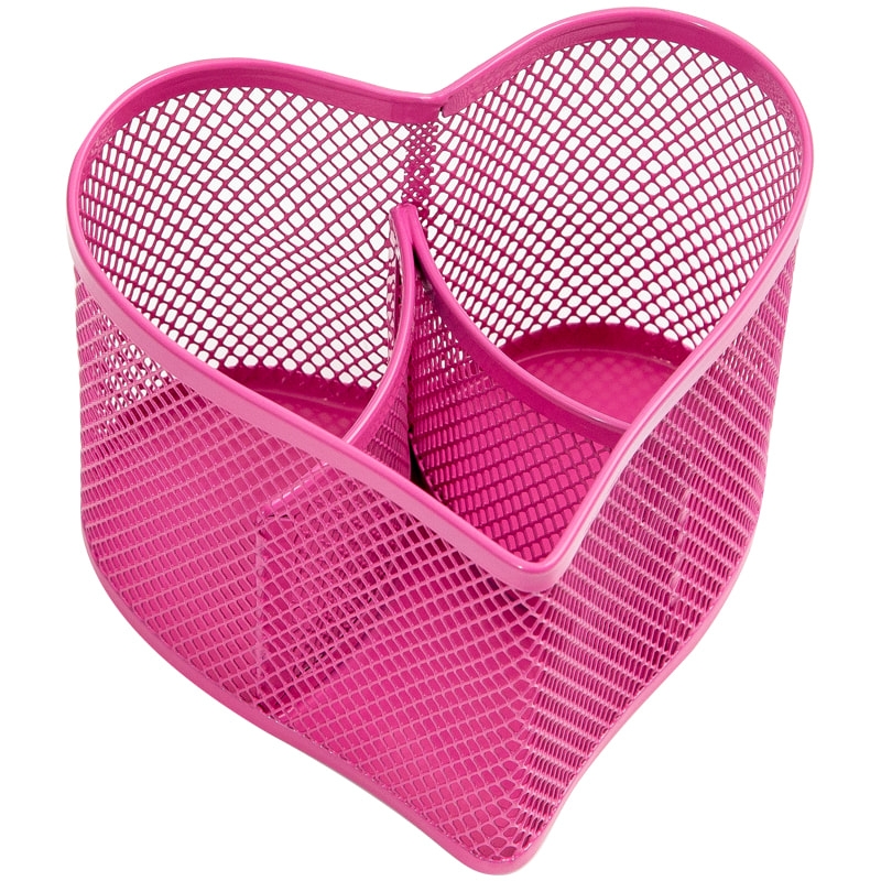 Подставка настольная Berlingo Steel&Style, металлическая, в виде сердца, 3 секции, розовая