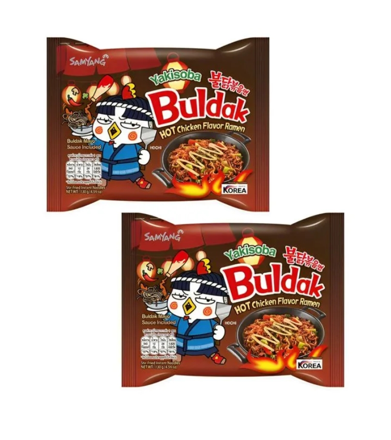 Лапша быстрого приготовления Samyang вкус курицы и соус Якисоба, 2 шт по 130 г