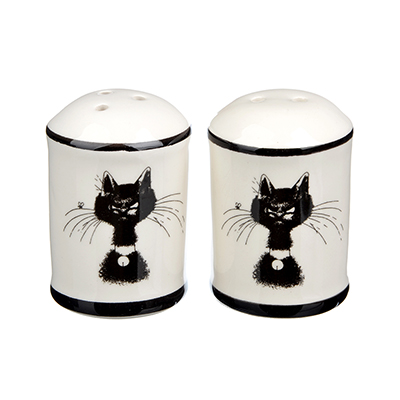 фото Набор для соли и перца, керамика, 4.7х6.6 см, millimi "черный кот"