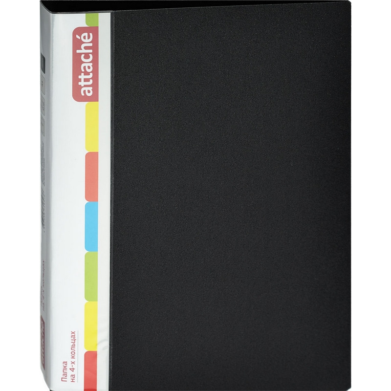

Папка на 4-х кольцах пласт. 25/32мм А4 ATTACHE F504/07 черная Р, (2шт.), Черный