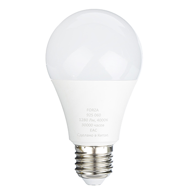 Лампа светодиодная FORZA A65, 16W, E27, 1280lm, 4000К