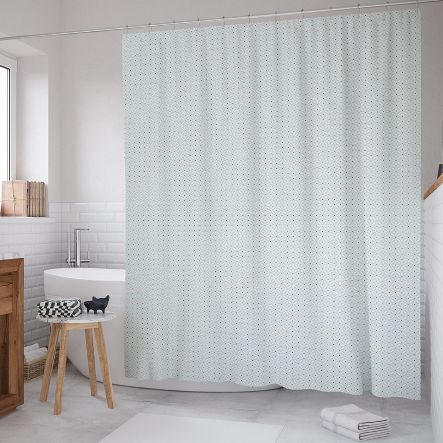 

Штора для ванной JoyArty "Монохромный оттиск" из сатена, 180х200 см с крючками, Серый, Монохромный оттиск