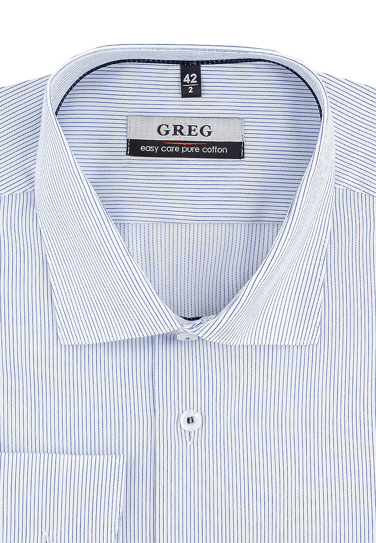 

Рубашка мужская Greg 01-00007158 белая 44, Голубой, 01-00007158