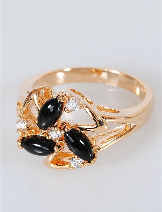 

Кольцо из бижутерного сплава р. 18 Lotus Jewelry 85R-56on, оникс/циркон, 85R-56on