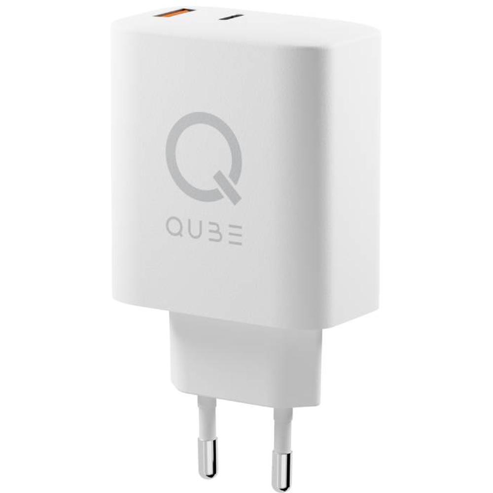 фото Сетевое зарядное устройство qub 65вт usb a + type-c белое (qwcgan65wwht)