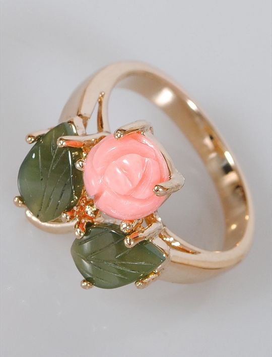 

Кольцо из бижутерного сплава р.18 Lotus Jewelry 81R-09co-ja, коралл/нефрит, 81R-09co-ja