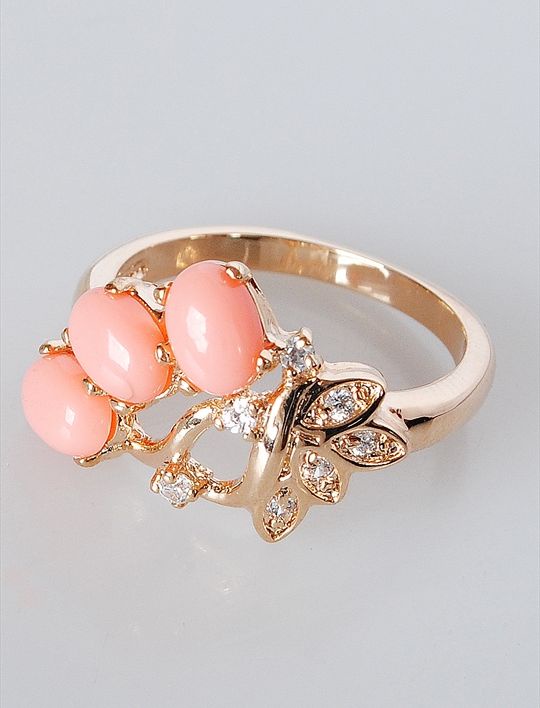 

Кольцо из бижутерного сплава р. 18 Lotus Jewelry 39R-48co, коралл/циркон, 39R-48co
