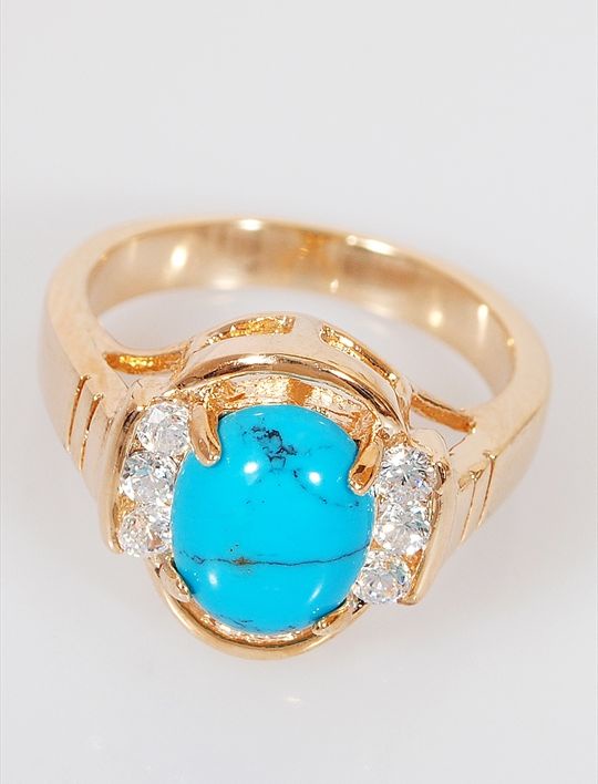 

Кольцо из бижутерного сплава р. 18 Lotus Jewelry 70R-052tq, бирюза/циркон, 70R-052tq