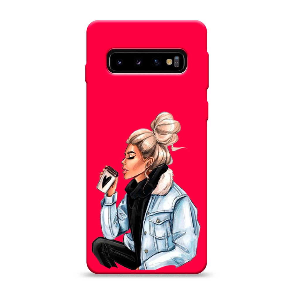 фото Матовый силиконовый чехол "cute girl" на samsung galaxy s10 awog