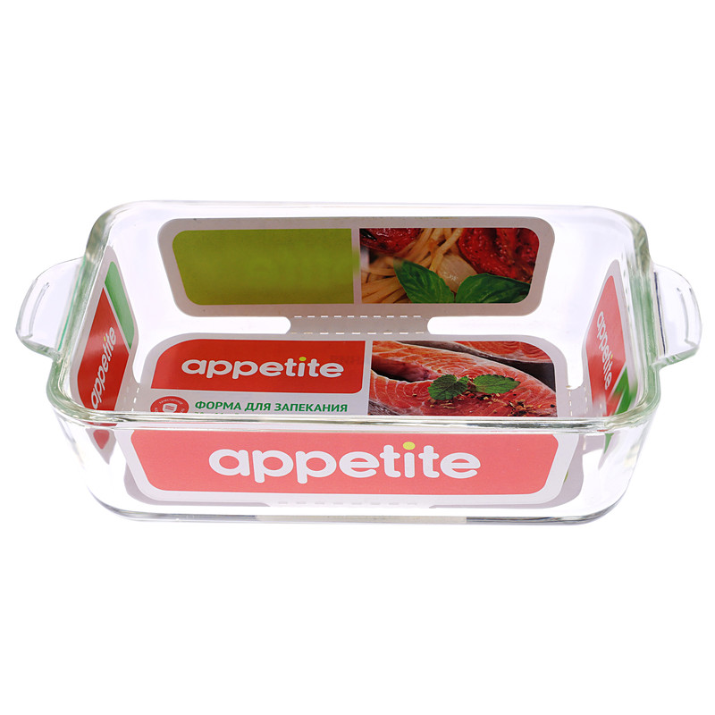 

Форма стекл прям 20х11х5/0,5л с руч ТМ Appetite, Прозрачный