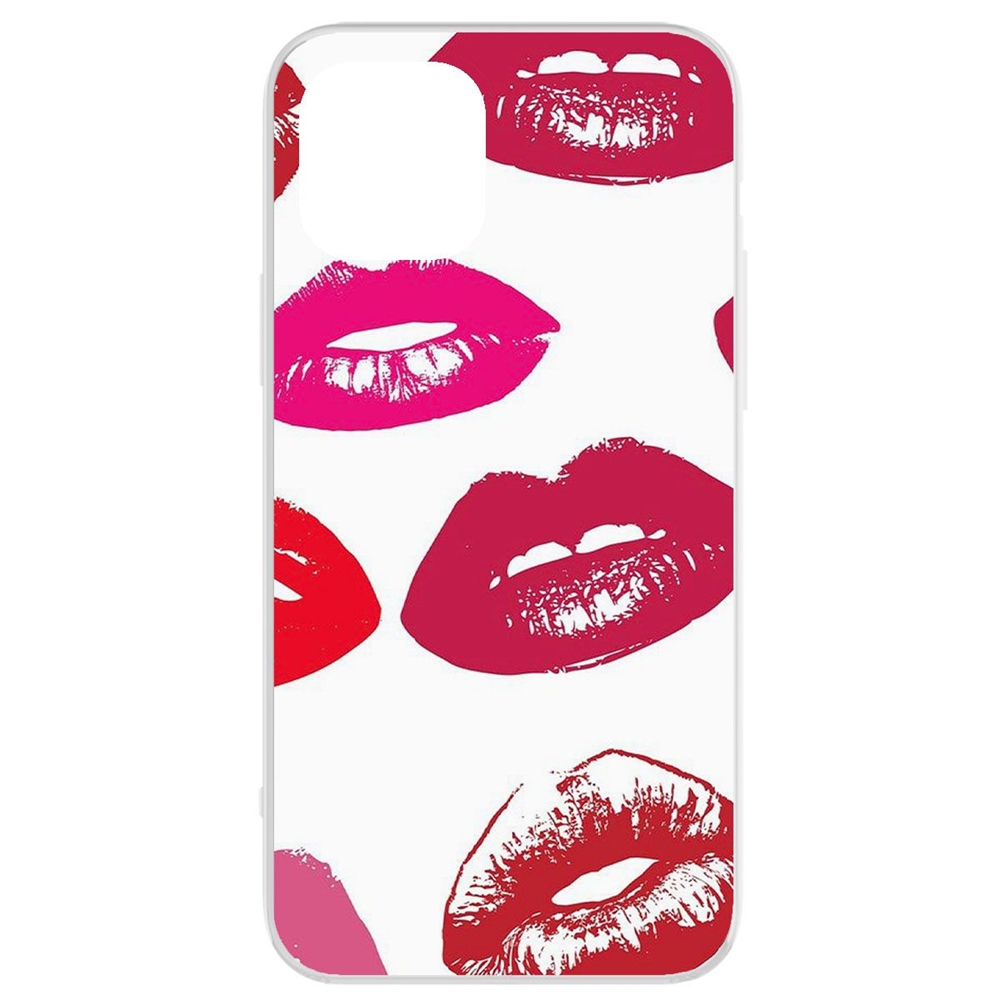 

Чехол-накладка Krutoff Clear Case Губы паттерн 2 для iPhone 12/12 Pro, Разноцветный
