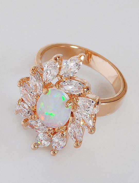 

Кольцо из бижутерного сплава р.  Lotus Jewelry 596R-001oj, опал/циркон, 596R-001oj