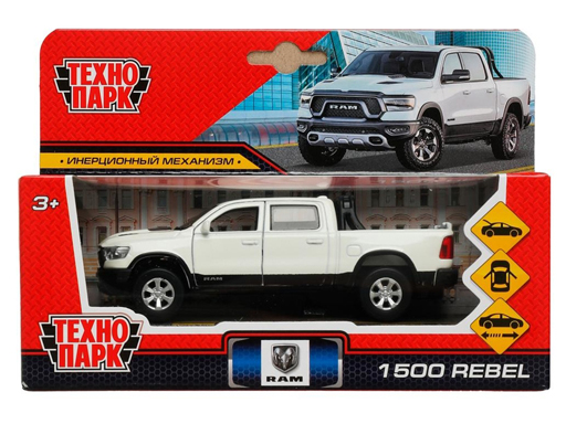 

336807Машина металл DODGE RAM 1500 REBEL 13 см, двери, багаж, инер, белый, кор. Технопарк