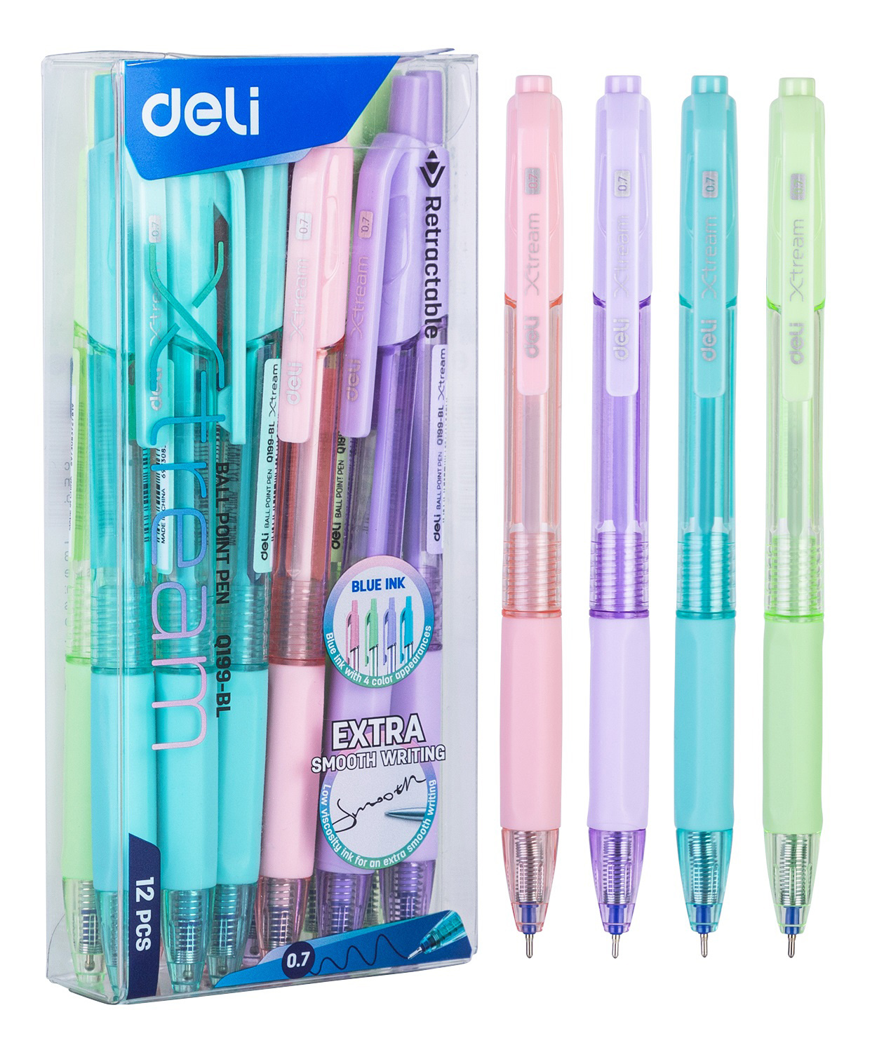 

Ручка шариковая автоматическая Deli X-tream EQ199-BL d 0,7 мм синие чернила