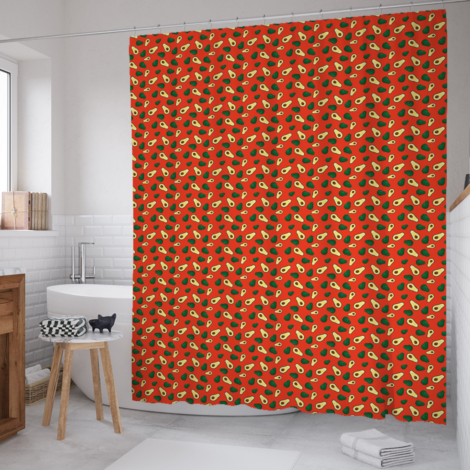 

Штора для ванной JoyArty "Авокадо в векторе" из сатена, 180х200 см с крючками, Оранжевый, Авокадо в векторе