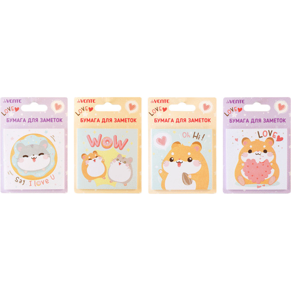 

Блок клейкий deVente 75х75 30л Funny hamsters, Разноцветный, 1721332