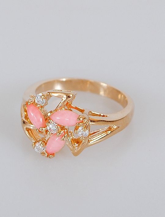 

Кольцо из бижутерного сплава р. 16 Lotus Jewelry 85R-56co, коралл/циркон, 85R-56co