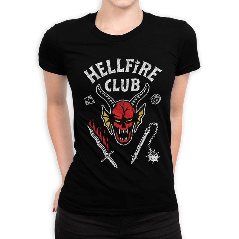 

Футболка женская Dream Shirts Hellfire Club Stranger Things - Очень странные дела черная S, "Hellfire Club Stranger Things - Очень странные дела"