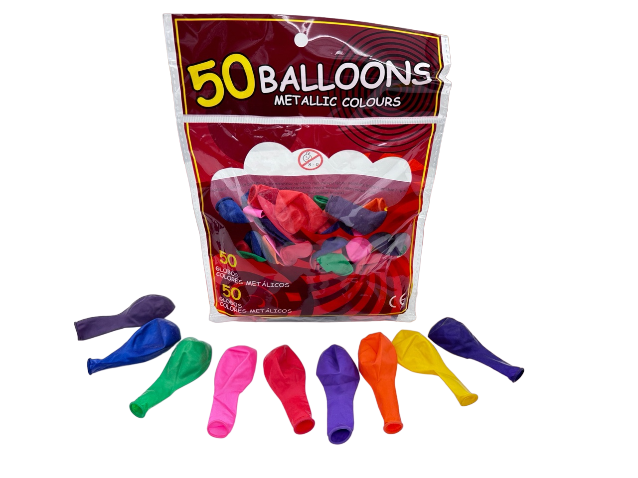 Воздушные шарики разноцветные Metallic Colours 50 шт SC глиттер для слаймов wellywell glitter glue 50 мл 12 штук blestki glitterglue 12 metallic