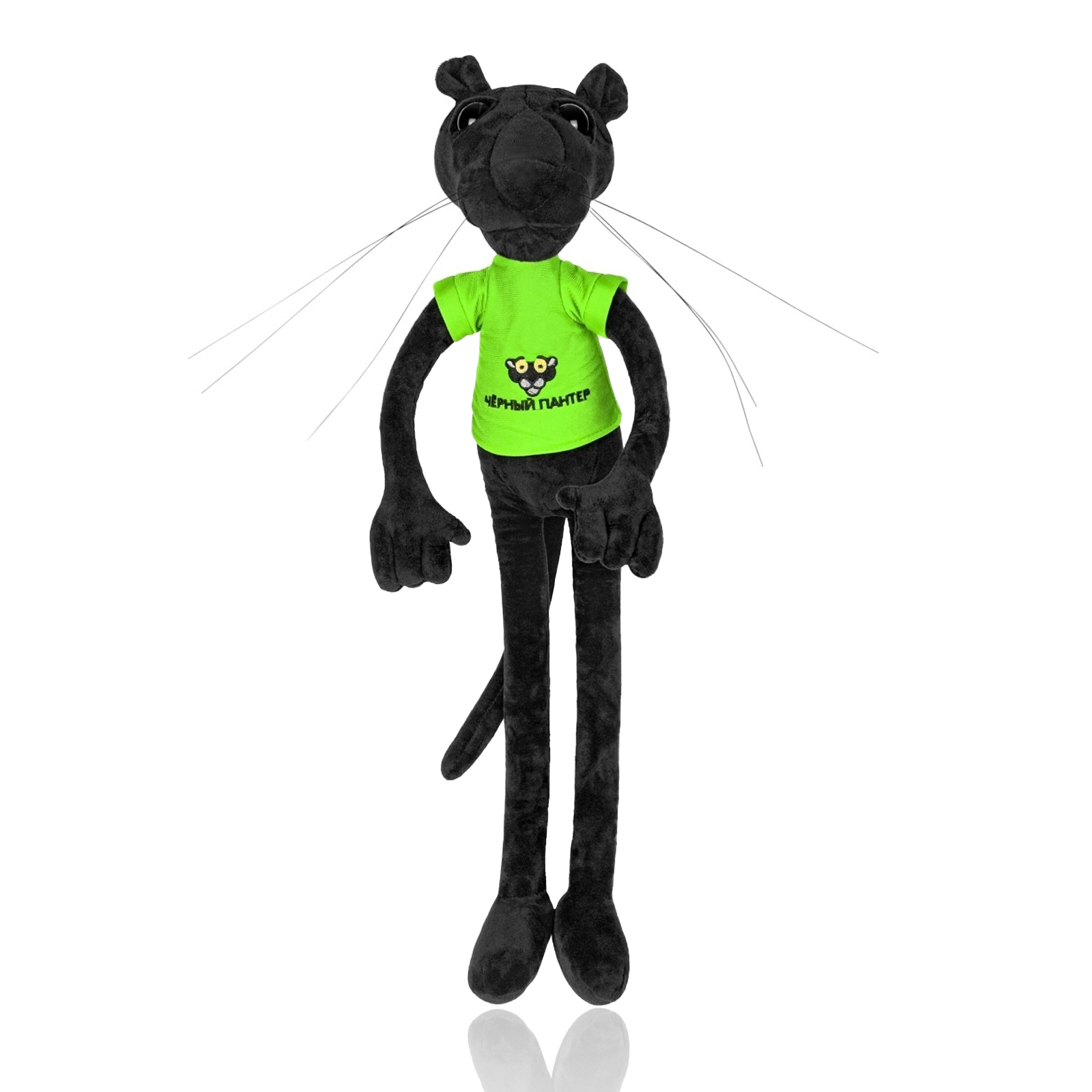фото Мягкая игрушка nano shop черная пантера в зеленой футболке, 120 см
