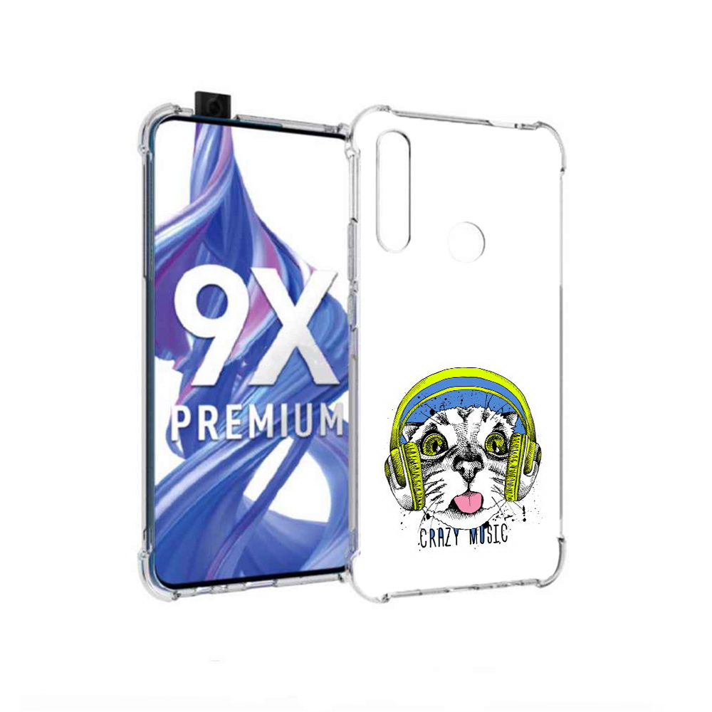 

Чехол MyPads Tocco для Honor 9X кошка в наушниках рисунок (PT139835.22.403), Прозрачный, Tocco