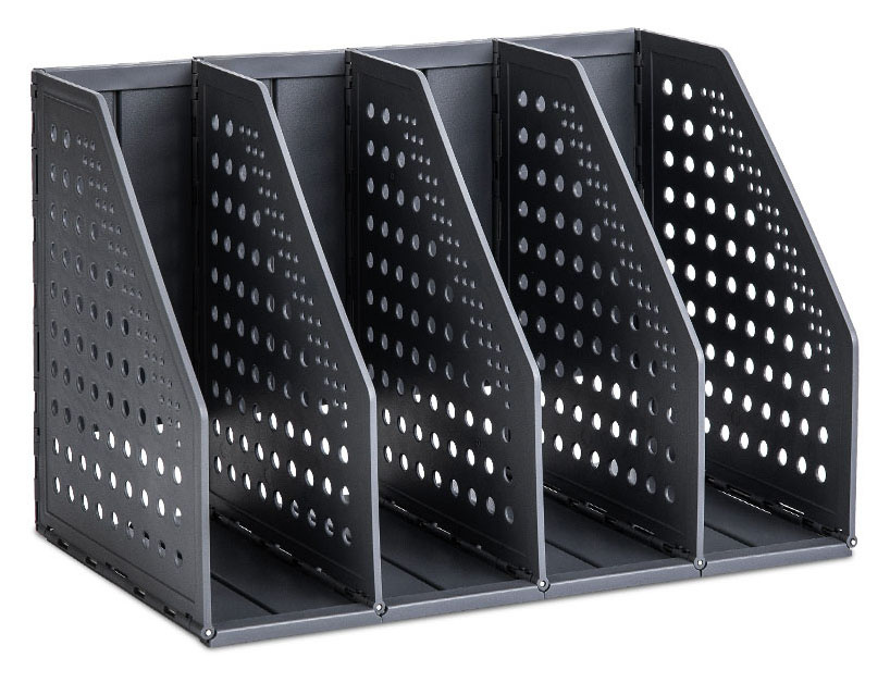 

Лоток вертикальный Deli 79004Black 4отд. 270х150х180мм черный пластик