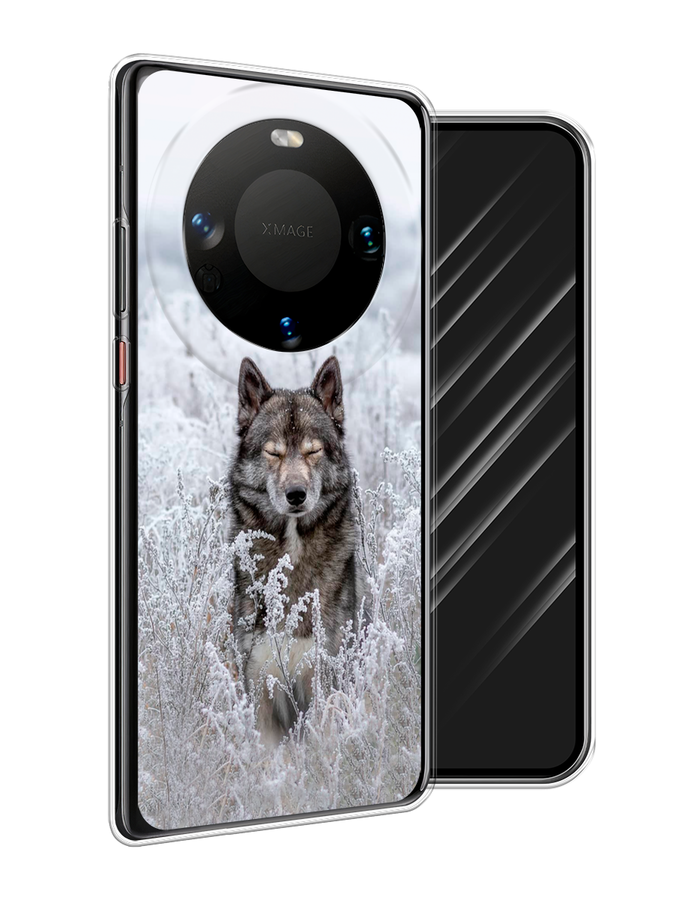 

Чехол Awog на Huawei Mate 60 "Волк в поле", Белый;черный, 6122150-1