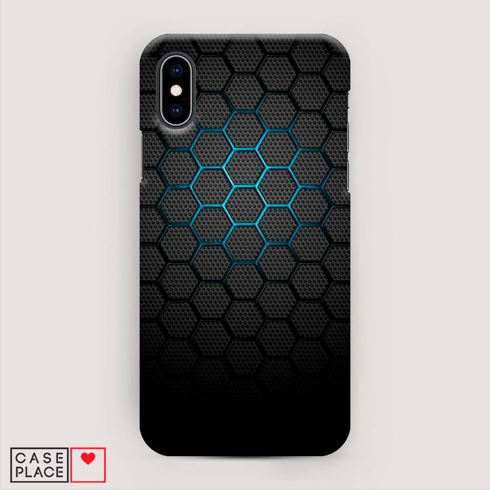 

Пластиковый чехол "Бирюзовые соты" на Apple iPhone XS (10S), 11820-2