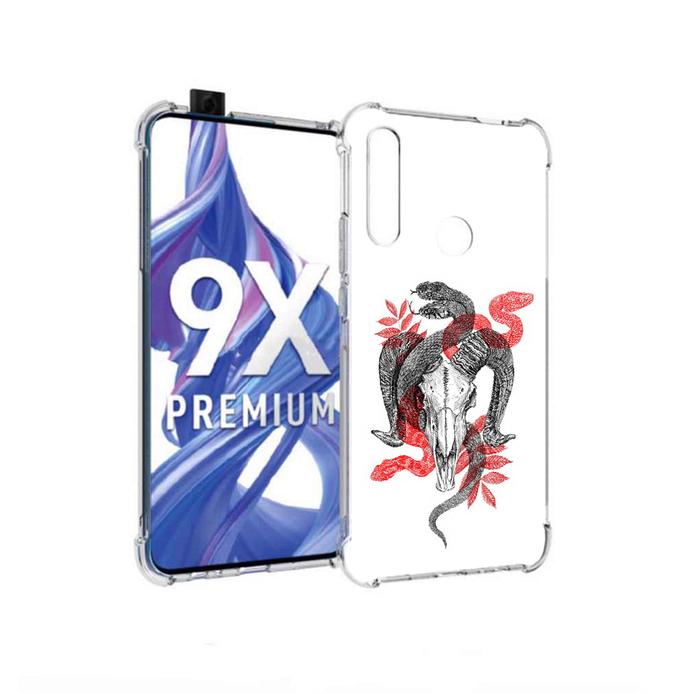 

Чехол MyPads Tocco для Honor 9X змея в черепе рисунок (PT139835.22.365), Прозрачный, Tocco