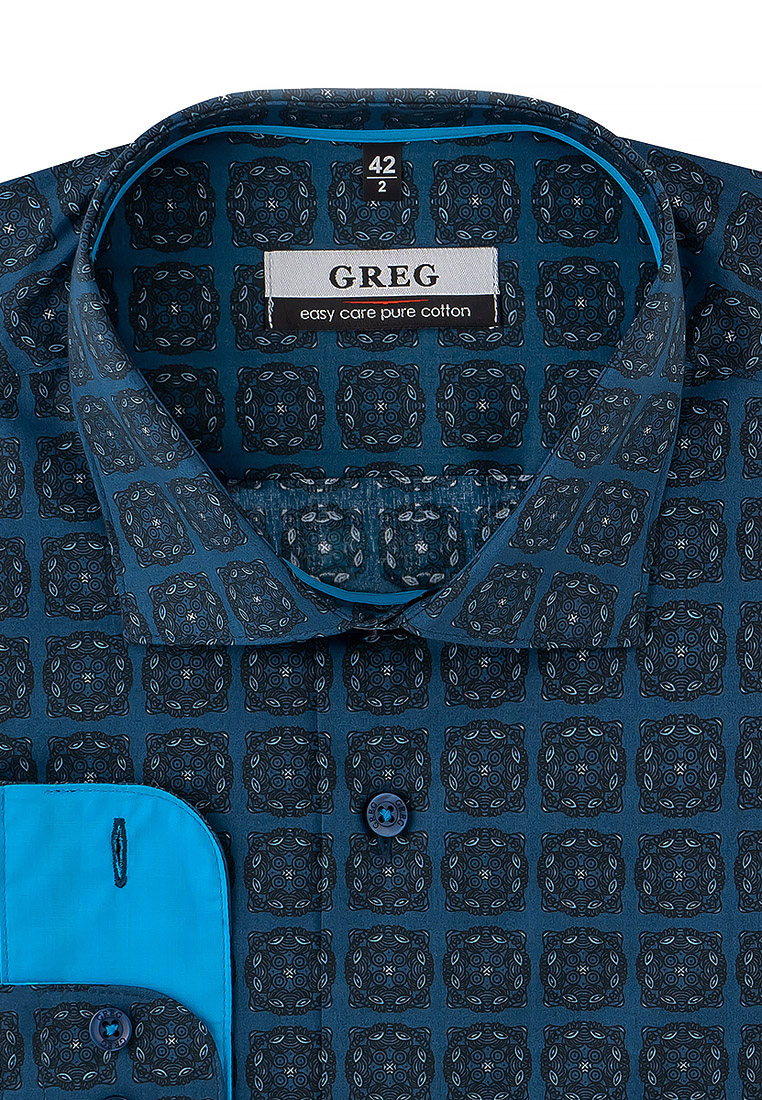 

Рубашка мужская Greg 01-00009171 синяя 40, Синий, 01-00009171